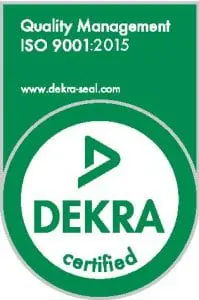 Quality Management ISO 9001:2015 DEKRA certified logo.