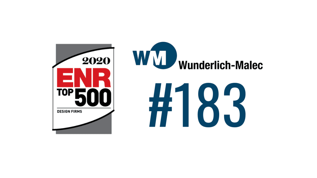 2020 ENR Top 500 Design Firms and Wunderlich-Malec logos.