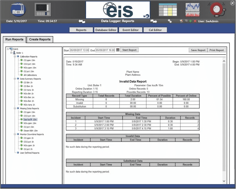 EIS_DataReport EIS Data Report screenshot.