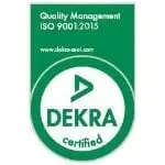 Quality management ISO 9001:2015 DEKRA certified logo.