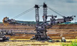Work equipment on an excavation site.