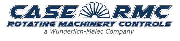 Turbine Control Systems logo Logo for Case RMC Rotating Machinery Controls, featuring stylized blue text with a sunburst design, and the tagline "a Wunderlich-Malec Company" in gray underneath.
