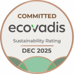 EcoVadis 2025 - Badge - 2025 Committed A round badge featuring the text: "Committed Ecovadis Sustainability Rating Dec 2025" with green curved shapes at the bottom, highlighting wunderlich-malec's dedication to sustainable practices.