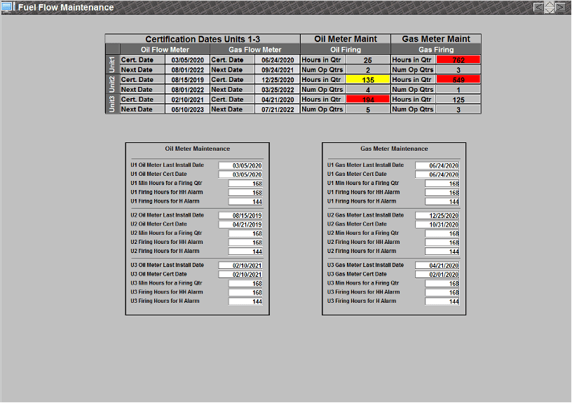 Fuel Flow Maintenance screenshot.