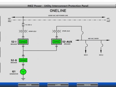INEZ Power Utility Interconnect Protection Panel screenshot.
