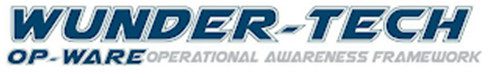 Logo with bold text "WUNDER-TECH" above the words "OP-WARE Operational Awareness Framework" in a smaller, lighter font.