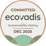 EcoVadis 2025 - Badge - 2025 Committed A round badge featuring the text: "Committed Ecovadis Sustainability Rating Dec 2025" with green curved shapes at the bottom, highlighting wunderlich-malec's dedication to sustainable practices.